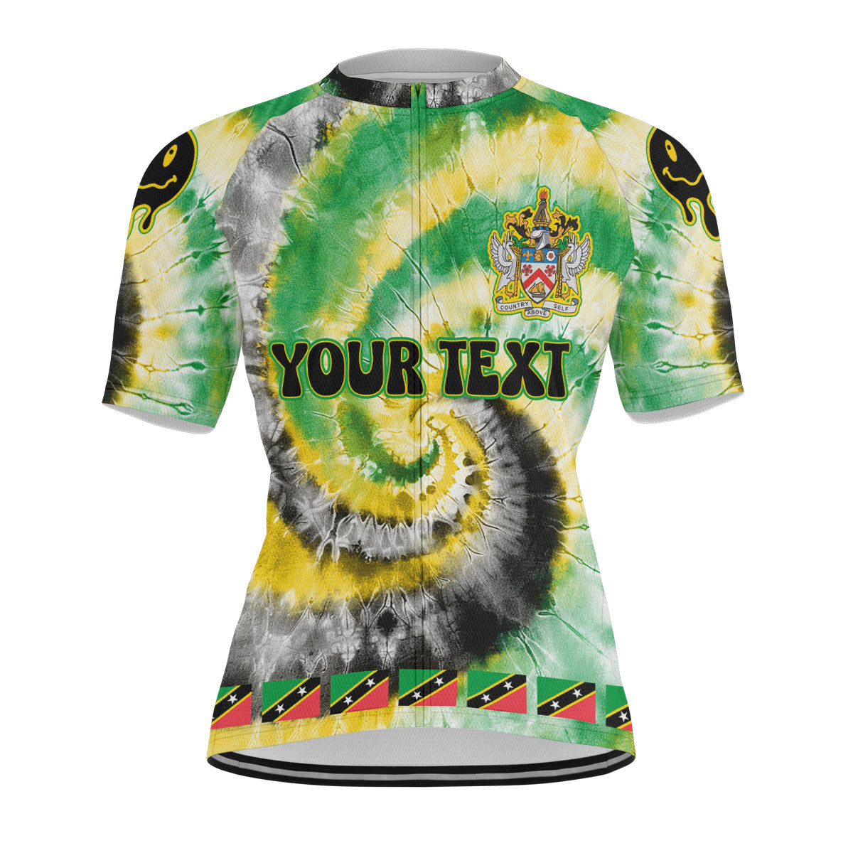 Saint Kitts And Nevis Men Cycling Jersey Custom Tie Dye Style 1