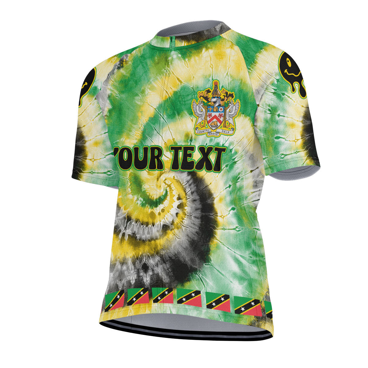 Saint Kitts And Nevis Men Cycling Jersey Custom Tie Dye Style 2