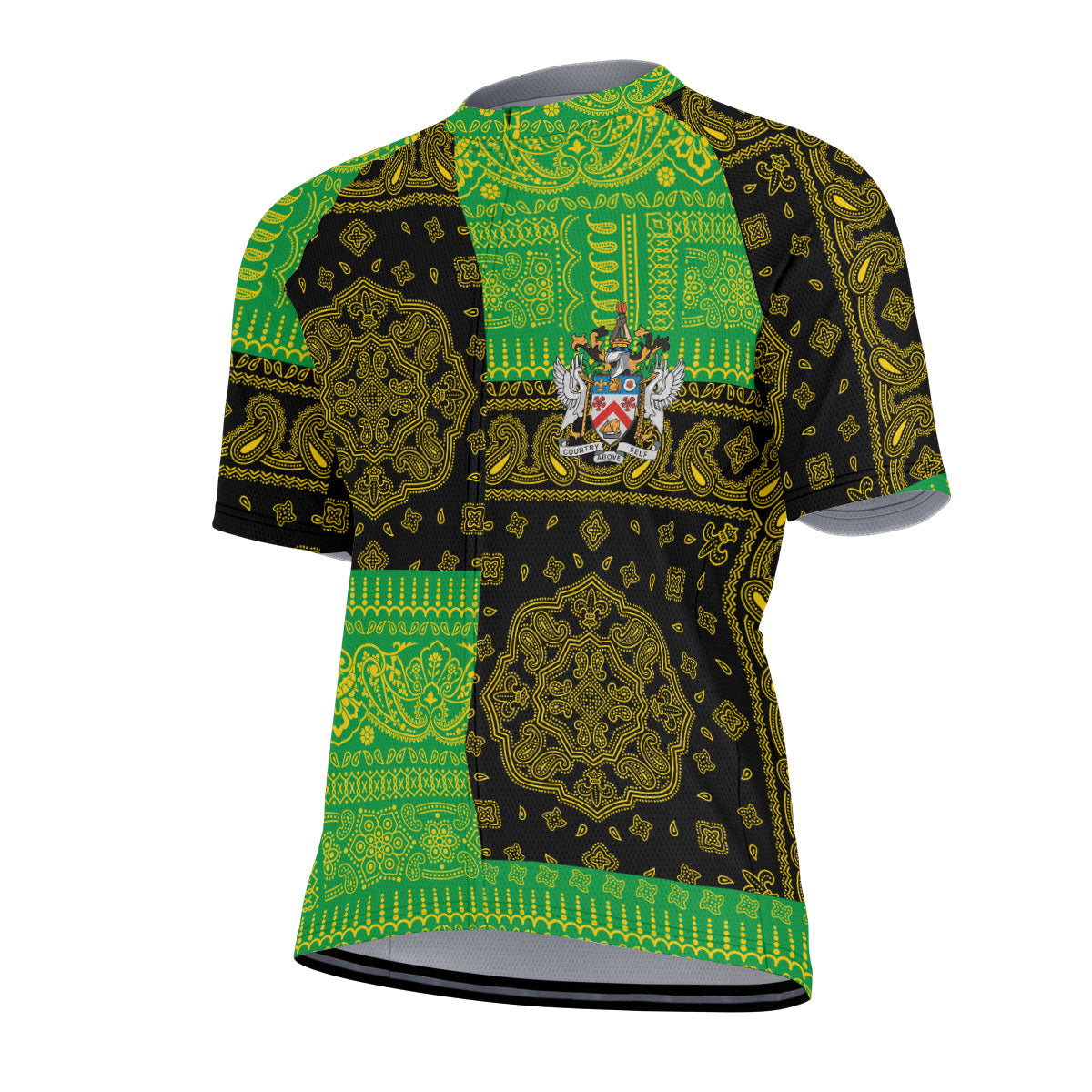 Saint Kitts And Nevis Men Cycling Jersey Flag And Paisley Basic Style 2