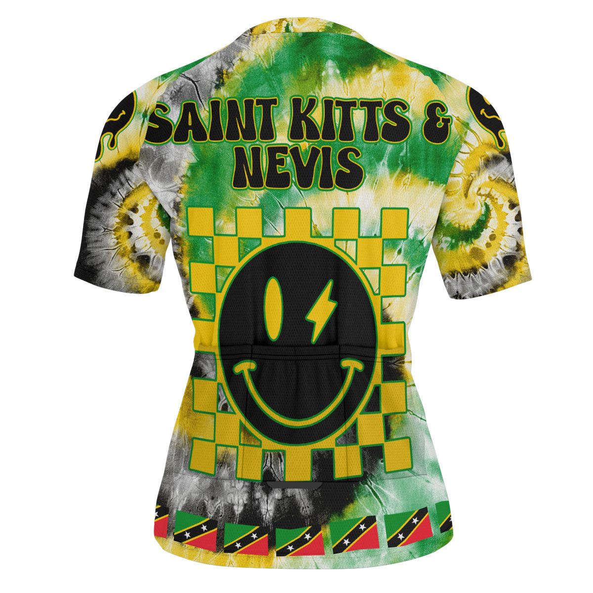 Saint Kitts And Nevis Men Cycling Jersey Custom Tie Dye Style 3