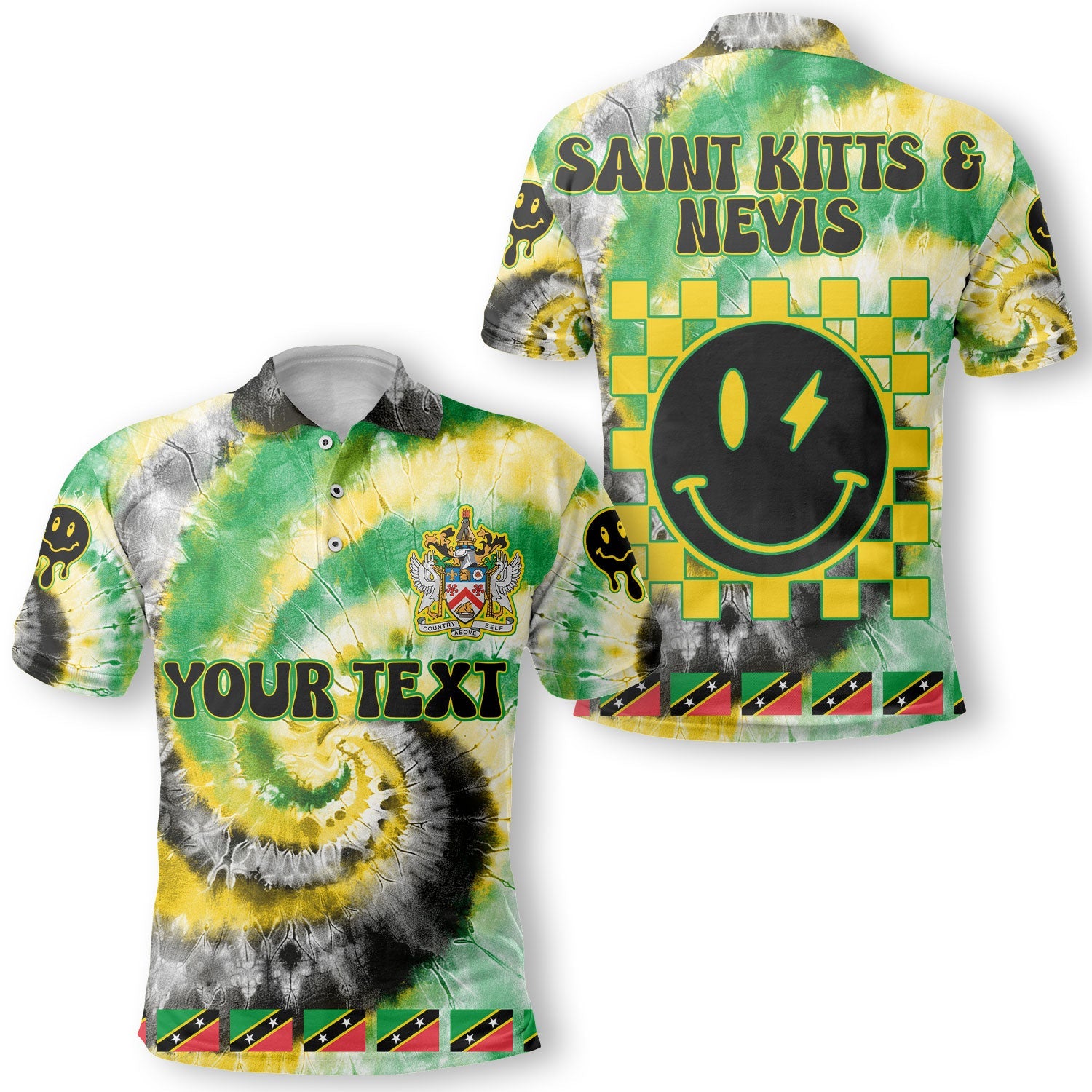 Saint Kitts And Nevis Polo Shirt Custom Tie Dye Style 1