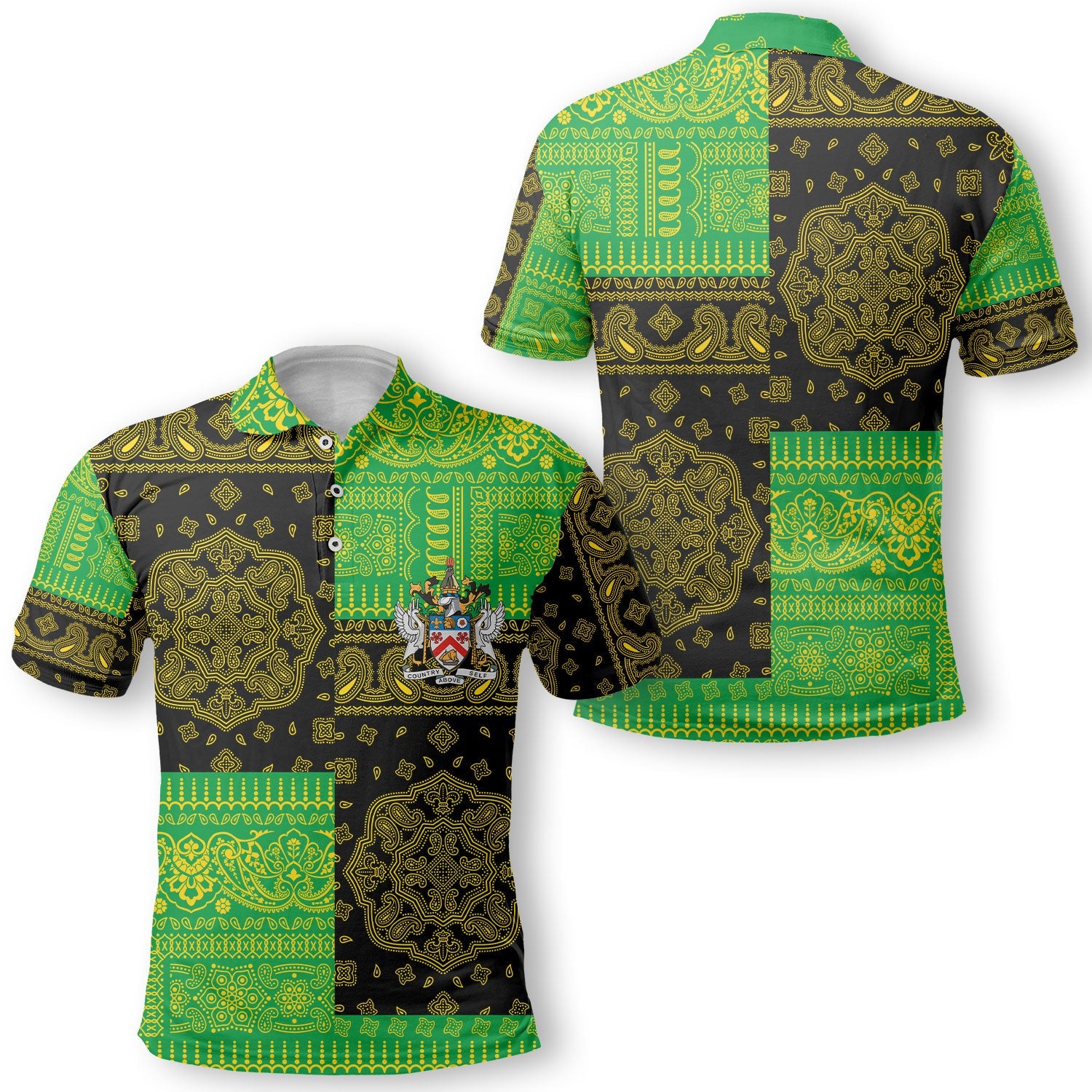 Saint Kitts And Nevis Polo Shirt Flag And Paisley Basic Style 1