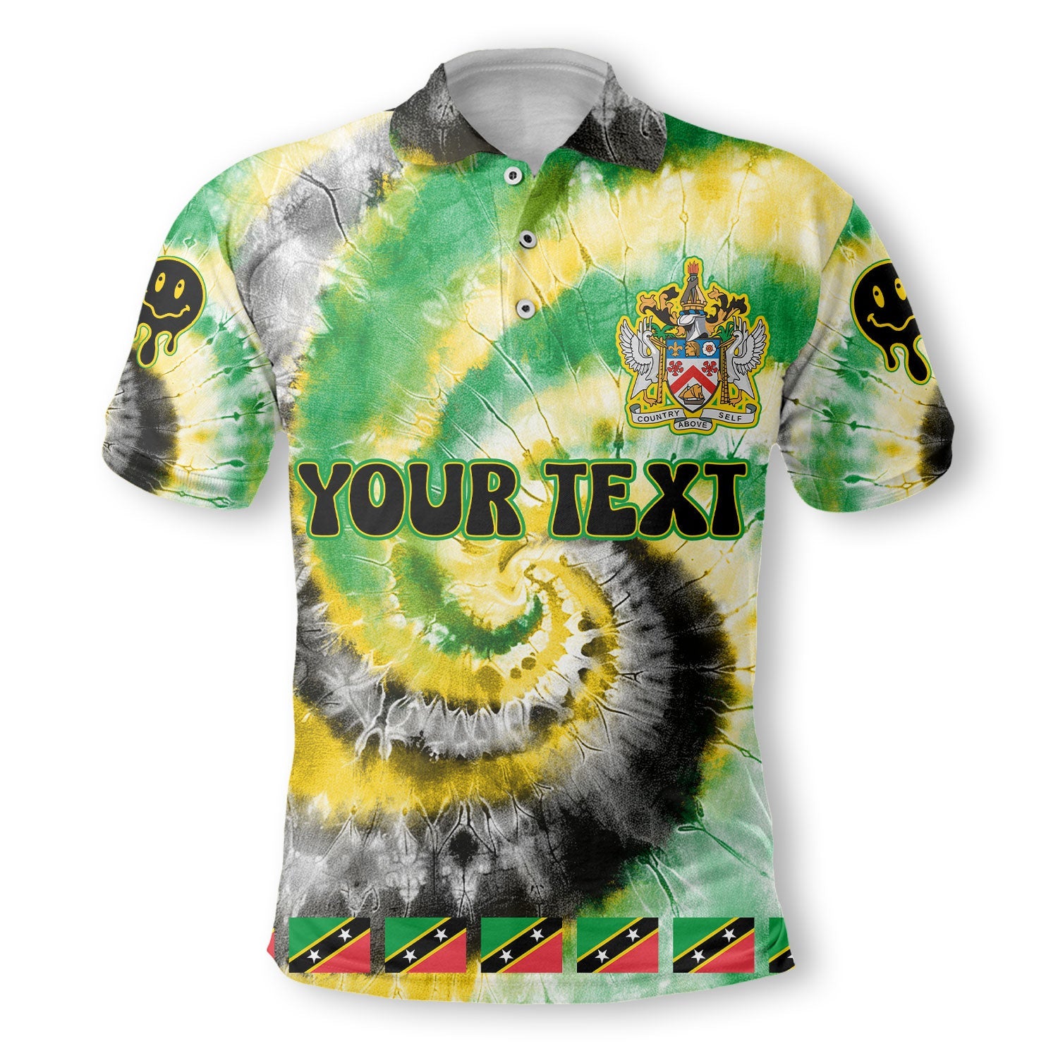 Saint Kitts And Nevis Polo Shirt Custom Tie Dye Style 2