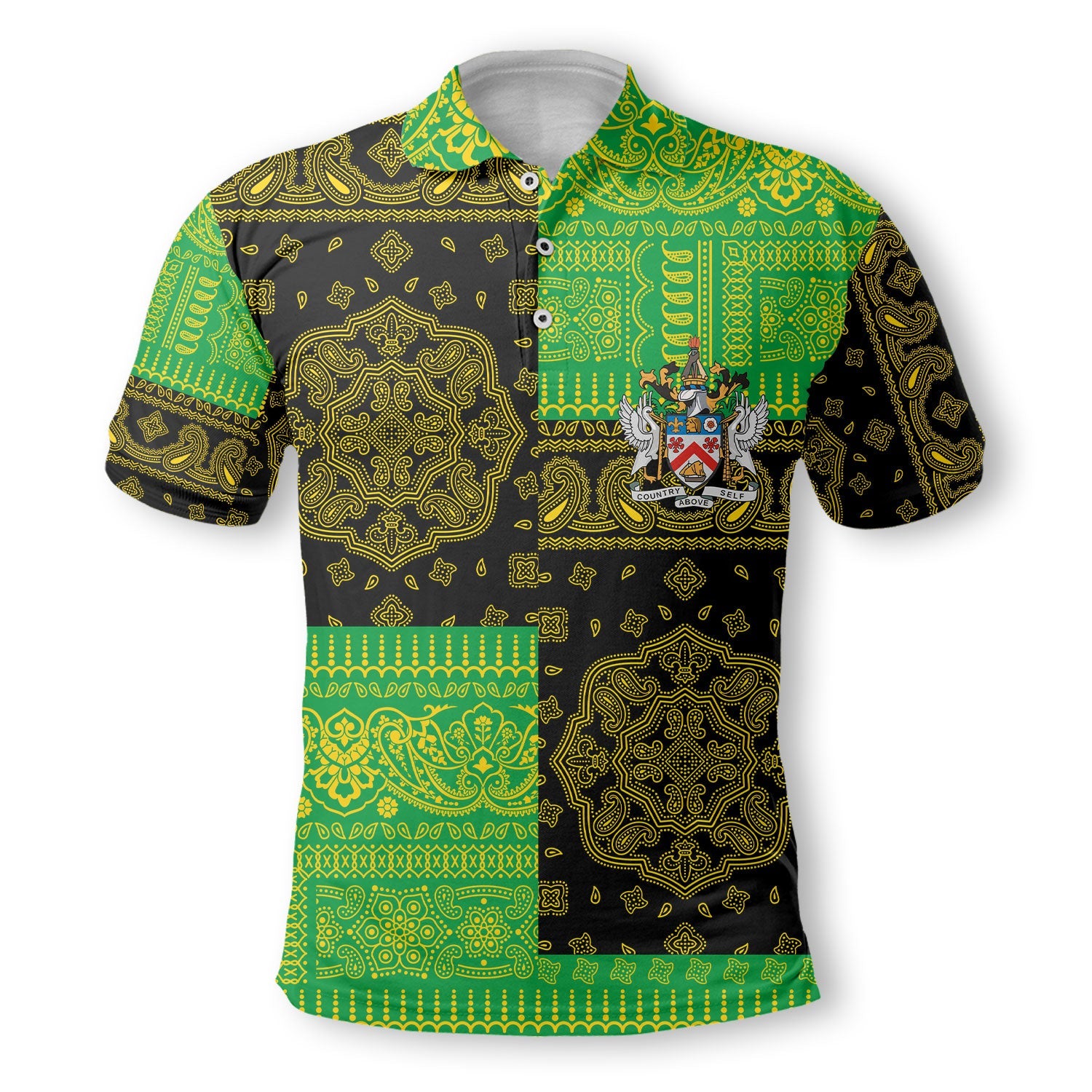 Saint Kitts And Nevis Polo Shirt Flag And Paisley Basic Style 2