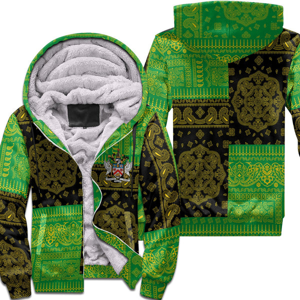 Saint Kitts And Nevis Sherpa Hoodie Flag And Paisley Basic Style 1