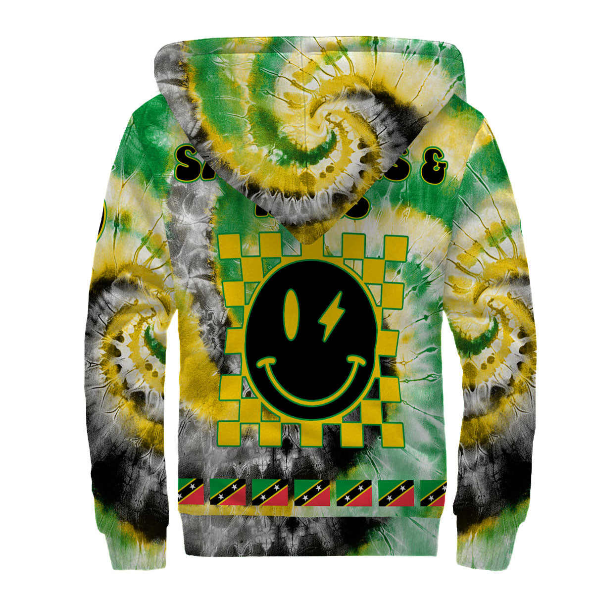 Saint Kitts And Nevis Sherpa Hoodie Custom Tie Dye Style 2