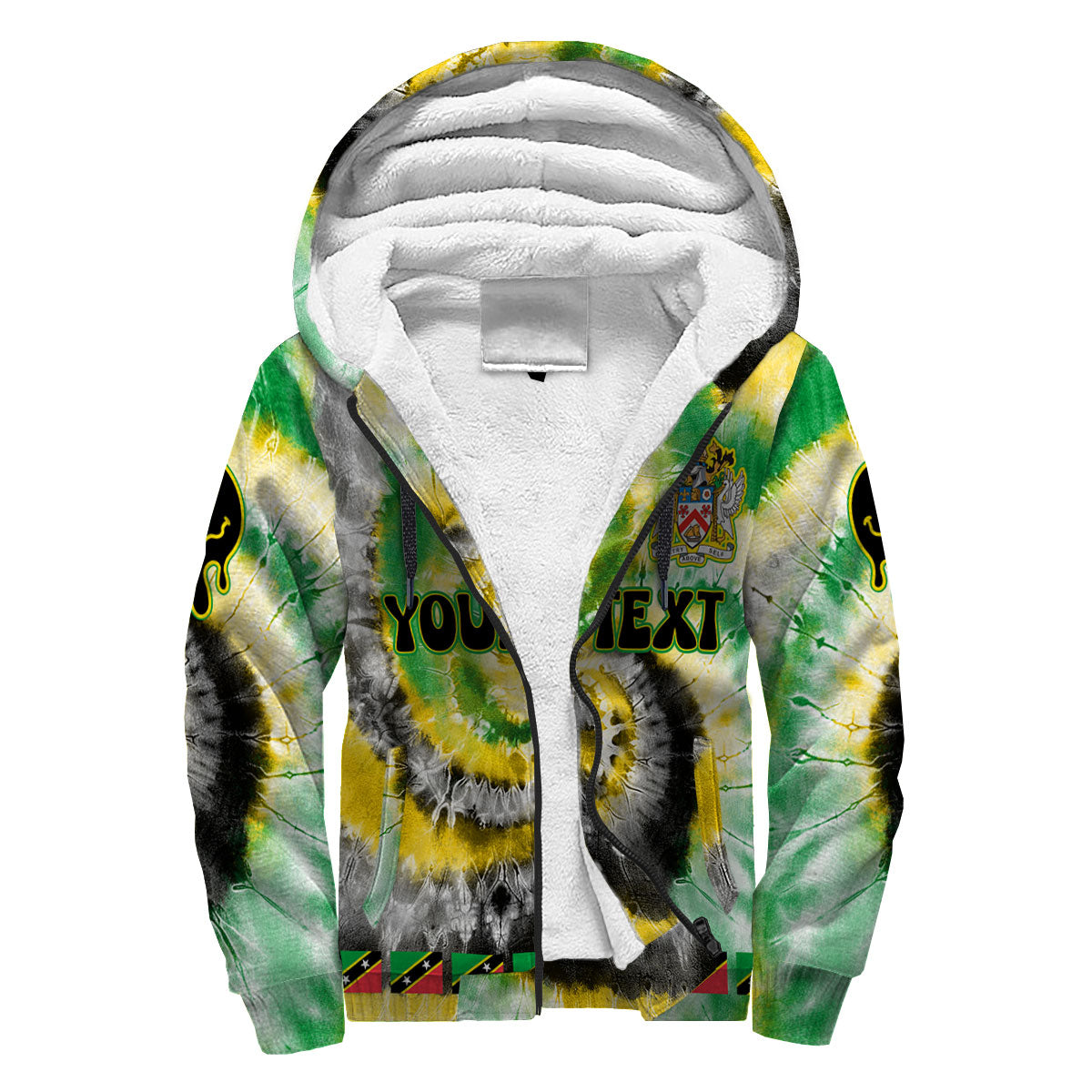 Saint Kitts And Nevis Sherpa Hoodie Custom Tie Dye Style 3