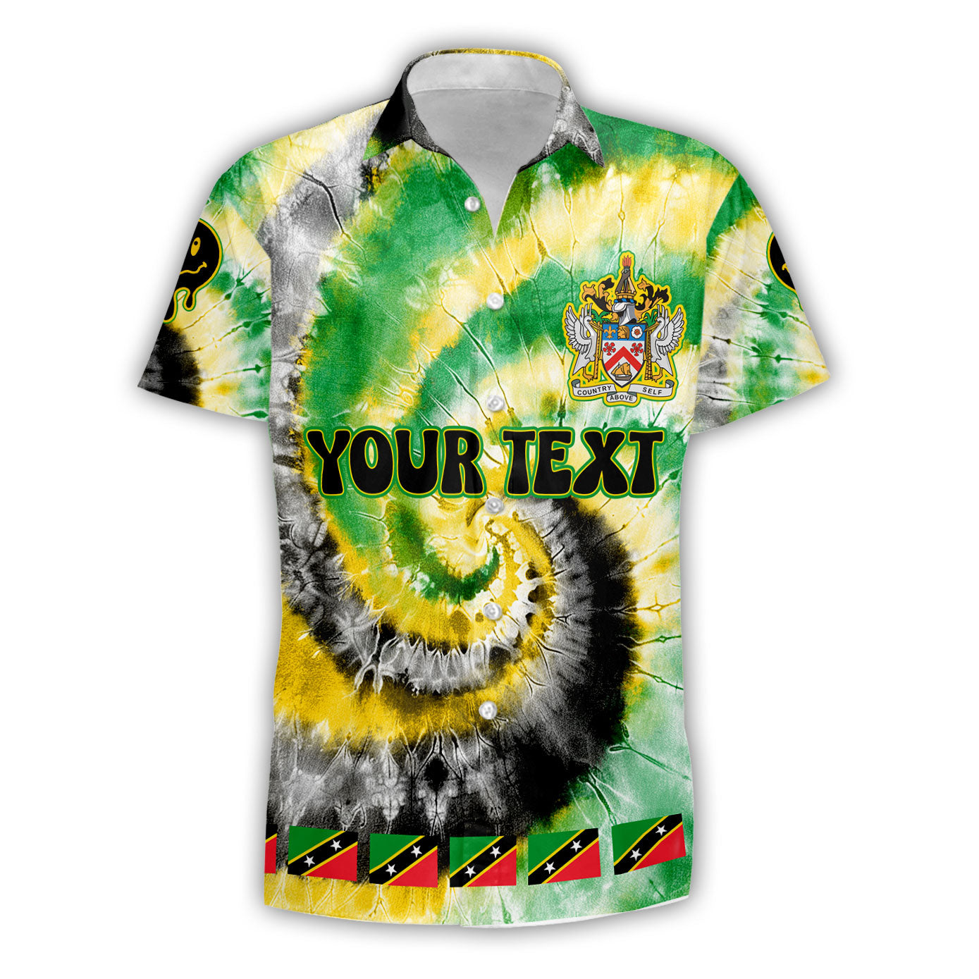 Saint Kitts And Nevis Short Sleeve Shirt Custom Tie Dye Style 1