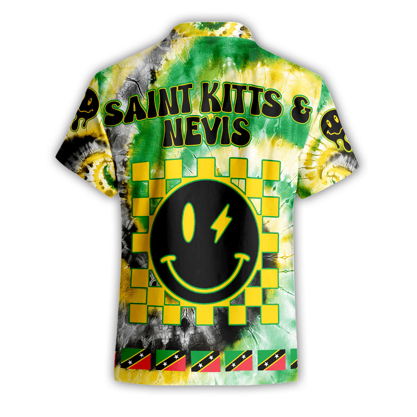 Saint Kitts And Nevis Short Sleeve Shirt Custom Tie Dye Style 2