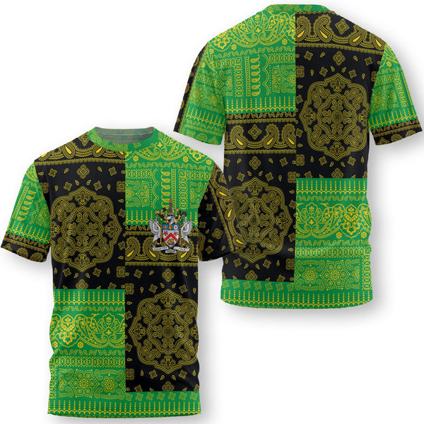 Saint Kitts And Nevis T Shirt Flag And Paisley Basic Style 1