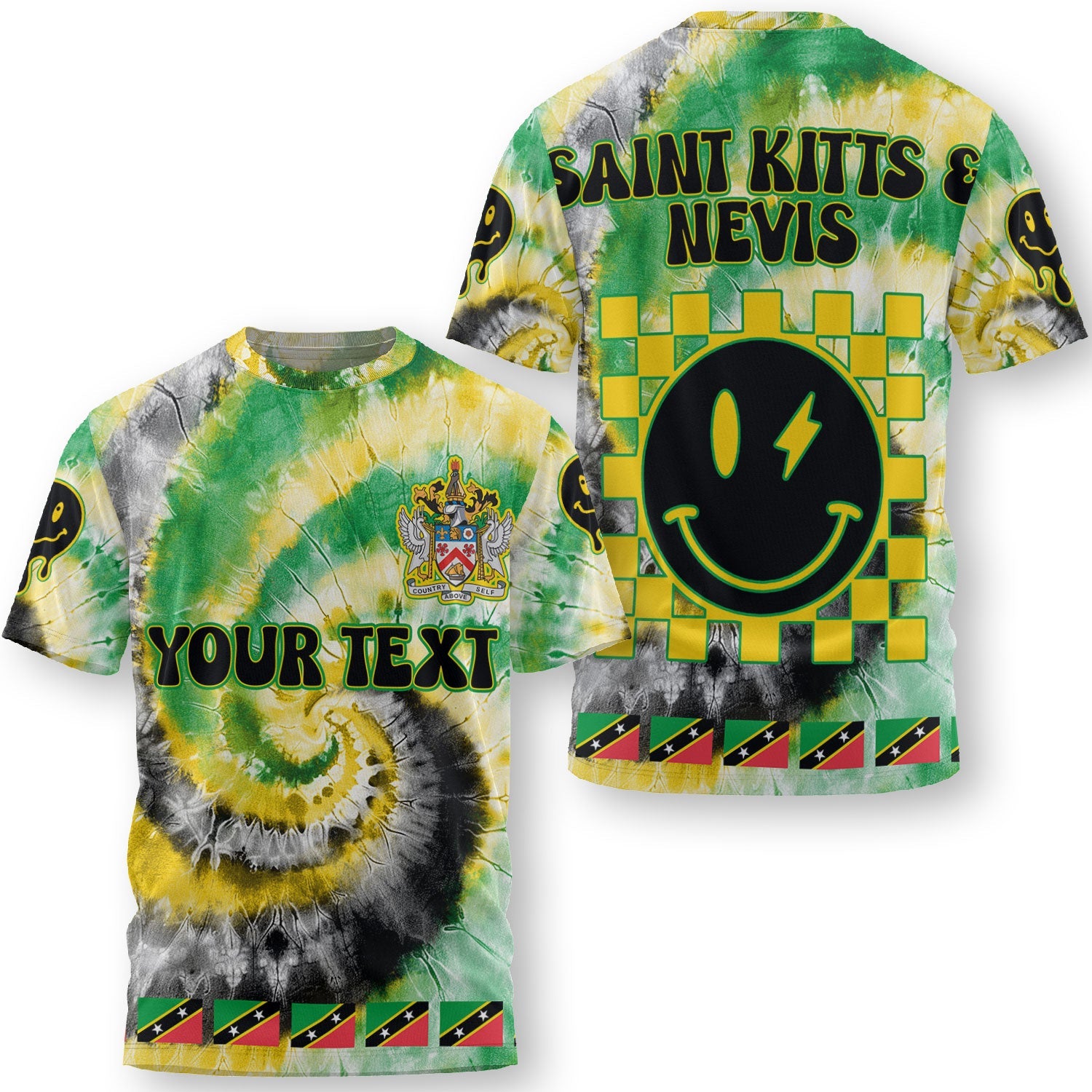 Saint Kitts And Nevis T Shirt Custom Tie Dye Style 3