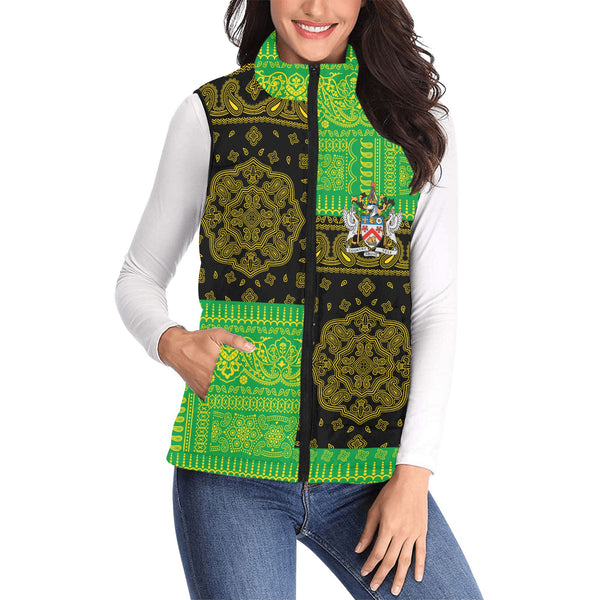 Saint Kitts And Nevis Women Padded Jacket Vest Flag And Paisley Basic Style 1