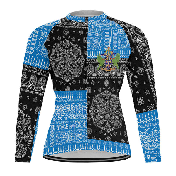 Saint Lucia Raglan Men Cycling Jersey Long Sleeve Flag And Paisley Basic Style 1