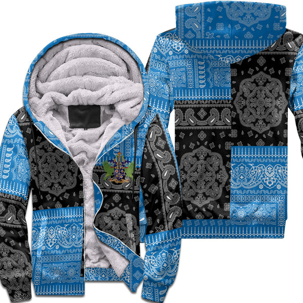 Saint Lucia Sherpa Hoodie Flag And Paisley Basic Style 1