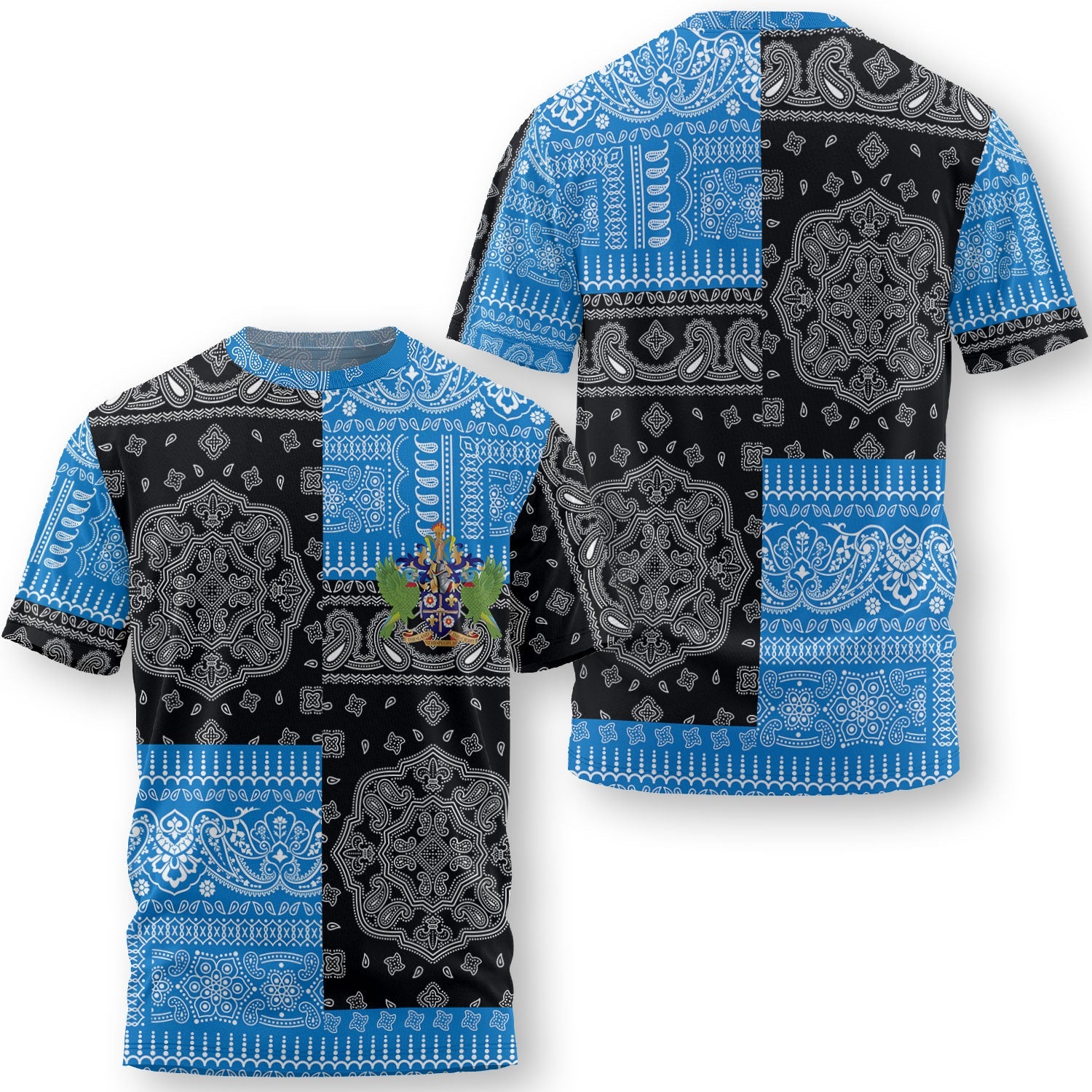 Saint Lucia T Shirt Flag And Paisley Basic Style 1