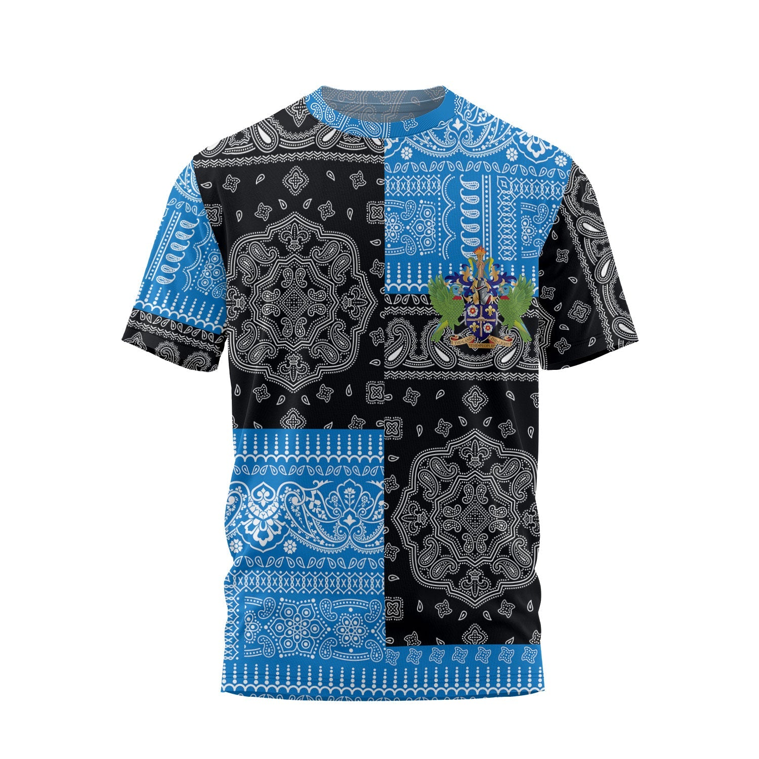 Saint Lucia T Shirt Flag And Paisley Basic Style 2