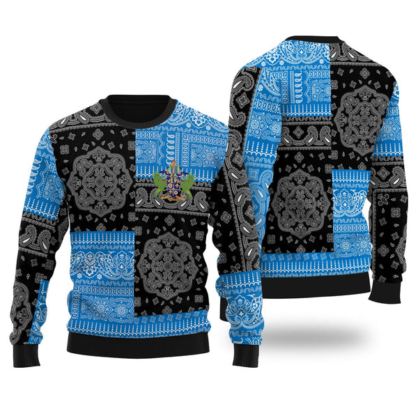 Saint Lucia Ugly Sweater Flag And Paisley Basic Style 1