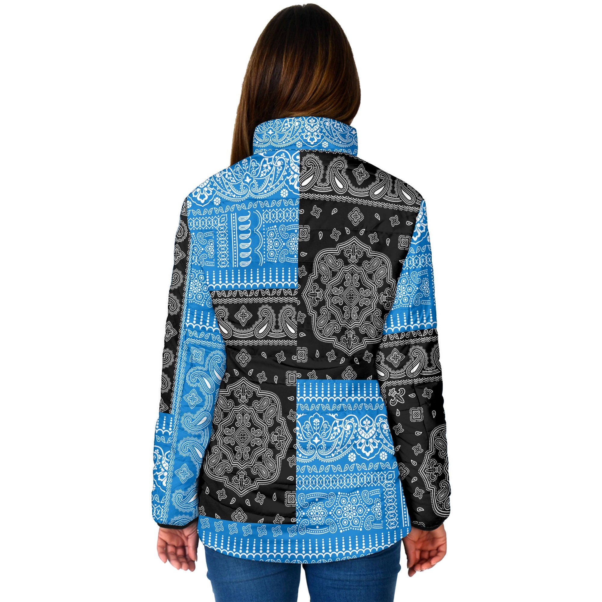 Saint Lucia Women Padded Jacket Flag And Paisley Basic Style 2