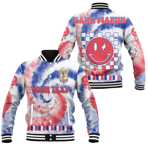 Saint Martin Baseball Jacket Custom Tie Dye Style 1