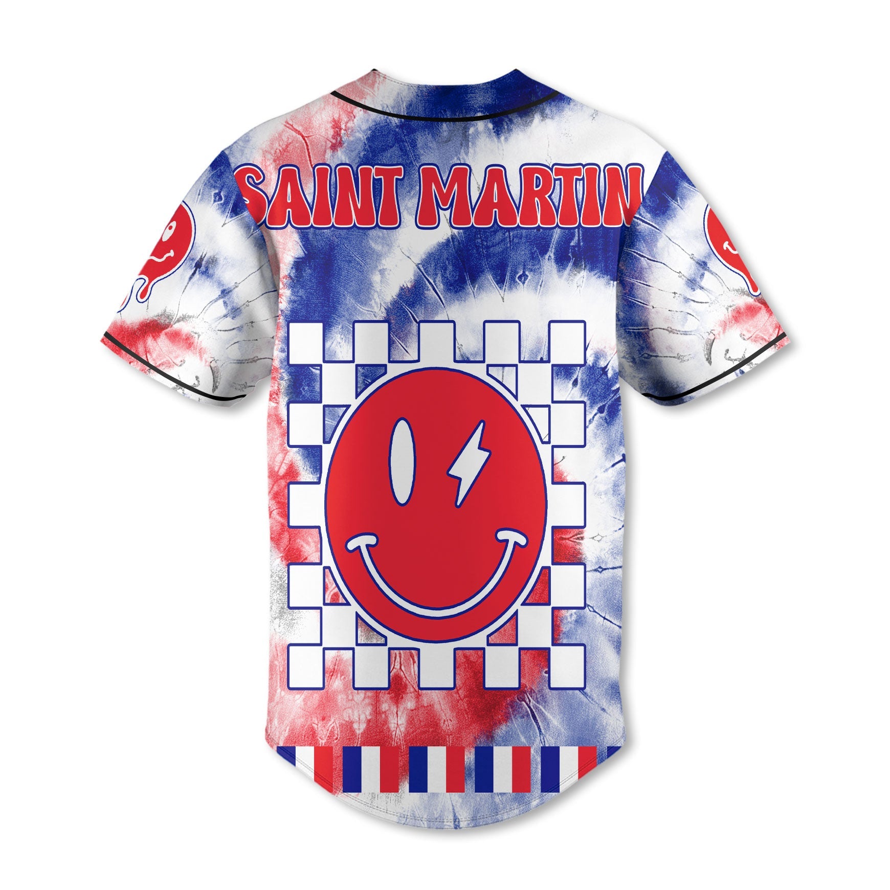 Saint Martin Baseball Jersey Custom Tie Dye Style 3