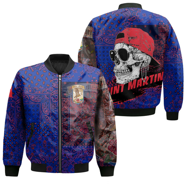 Saint Martin Bomber Jacket Paisley Flag And Skull Style 1