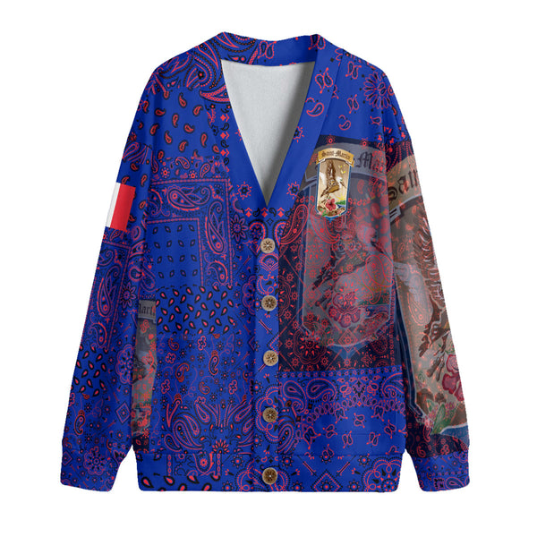 Saint Martin Fleece Cardigan Paisley Flag And Skull Style 1