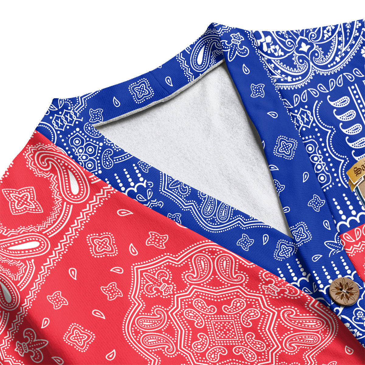 Saint Martin Fleece Cardigan Flag And Paisley Basic Style 4