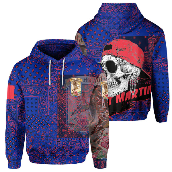 Saint Martin Hoodie Paisley Flag And Skull Style 1