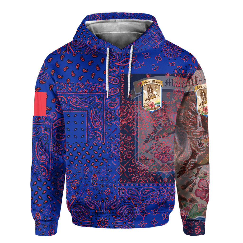 Saint Martin Hoodie Paisley Flag And Skull Style 2