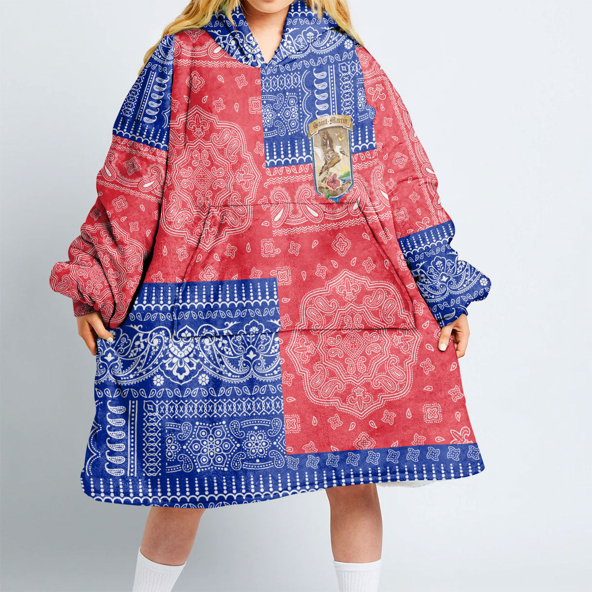 Saint Martin Hoodie Blanket Flag And Paisley Basic Style 2