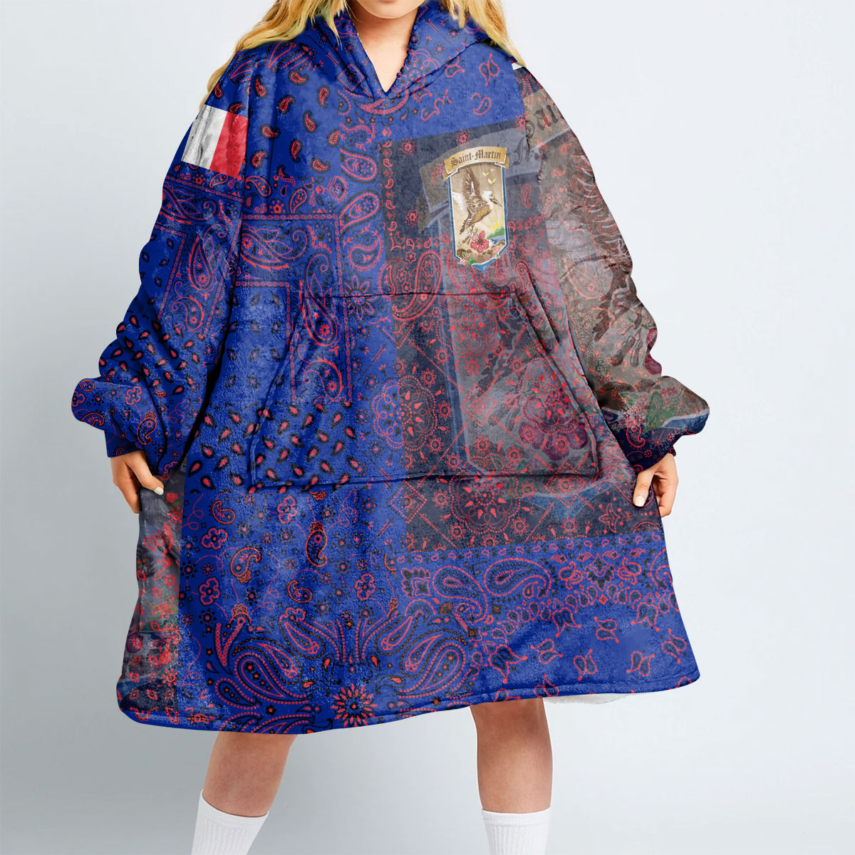 Saint Martin Hoodie Blanket Paisley Flag And Skull Style 2