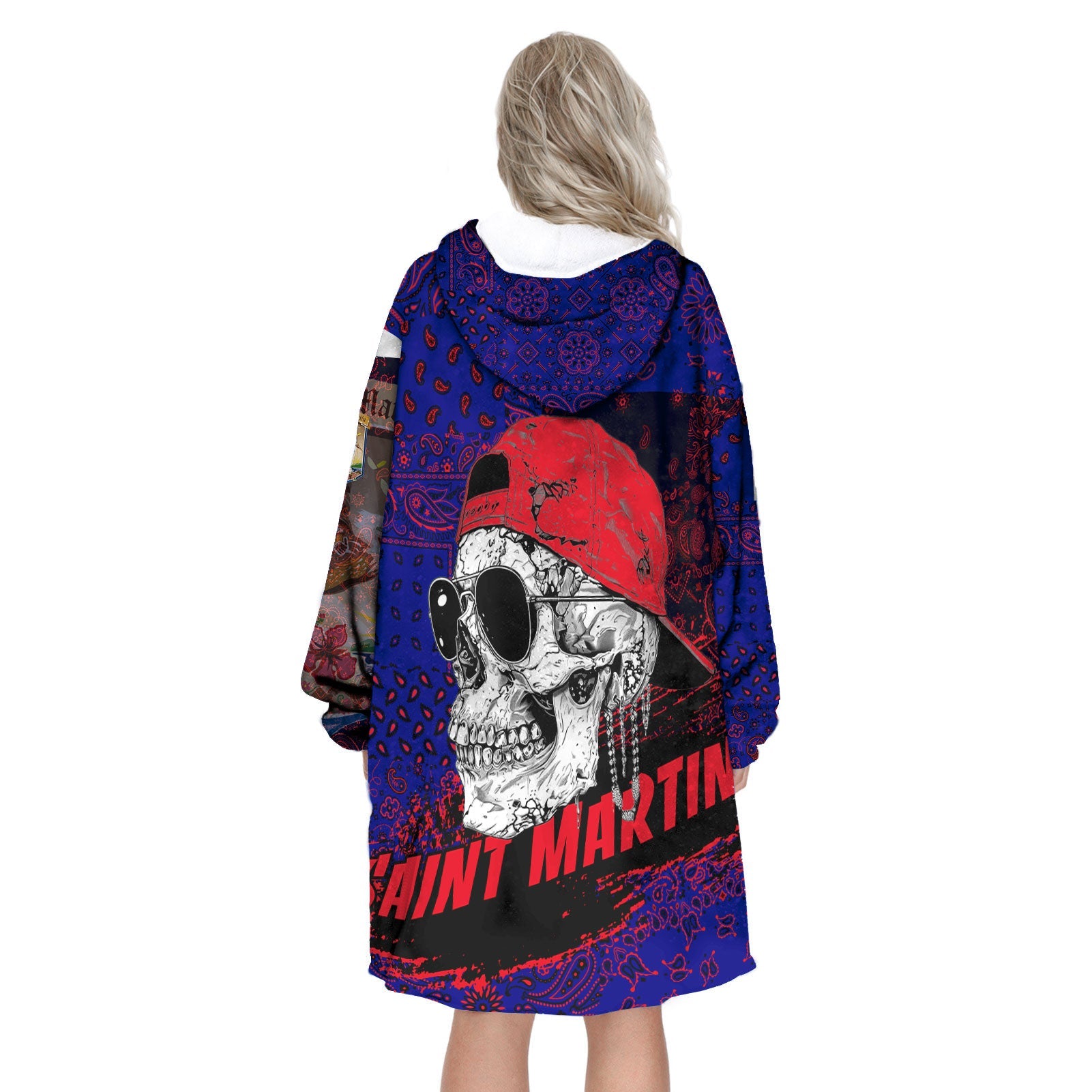 Saint Martin Hoodie Blanket Paisley Flag And Skull Style 3