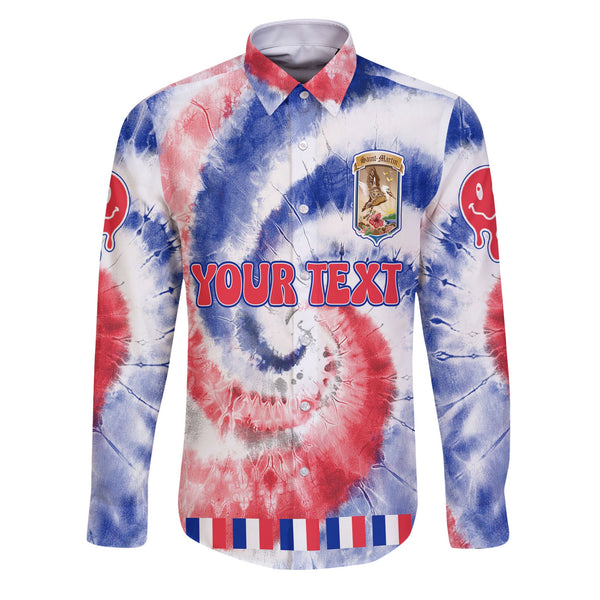 Saint Martin Long Sleeve Button Shirt Custom Tie Dye Style 1