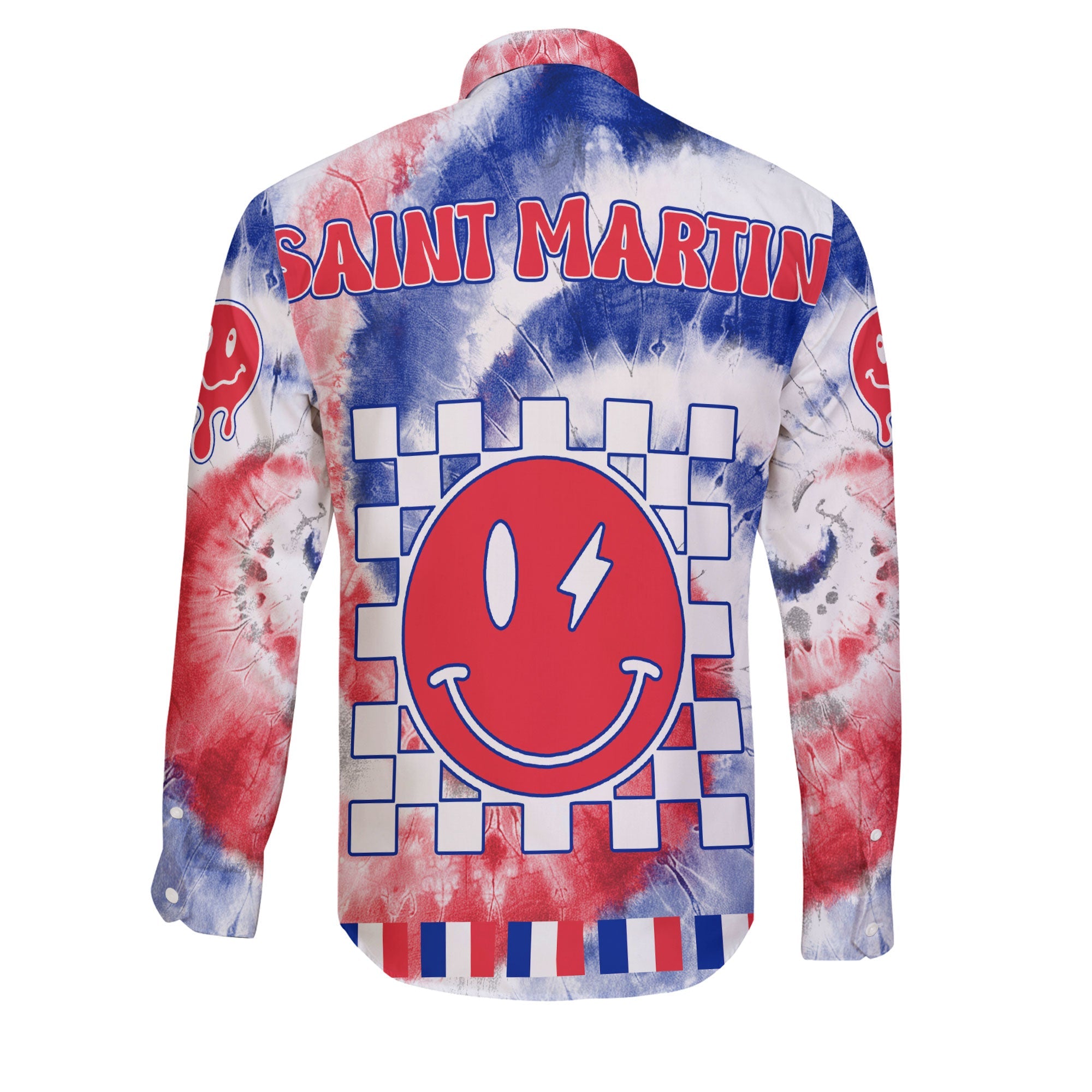 Saint Martin Long Sleeve Button Shirt Custom Tie Dye Style 2