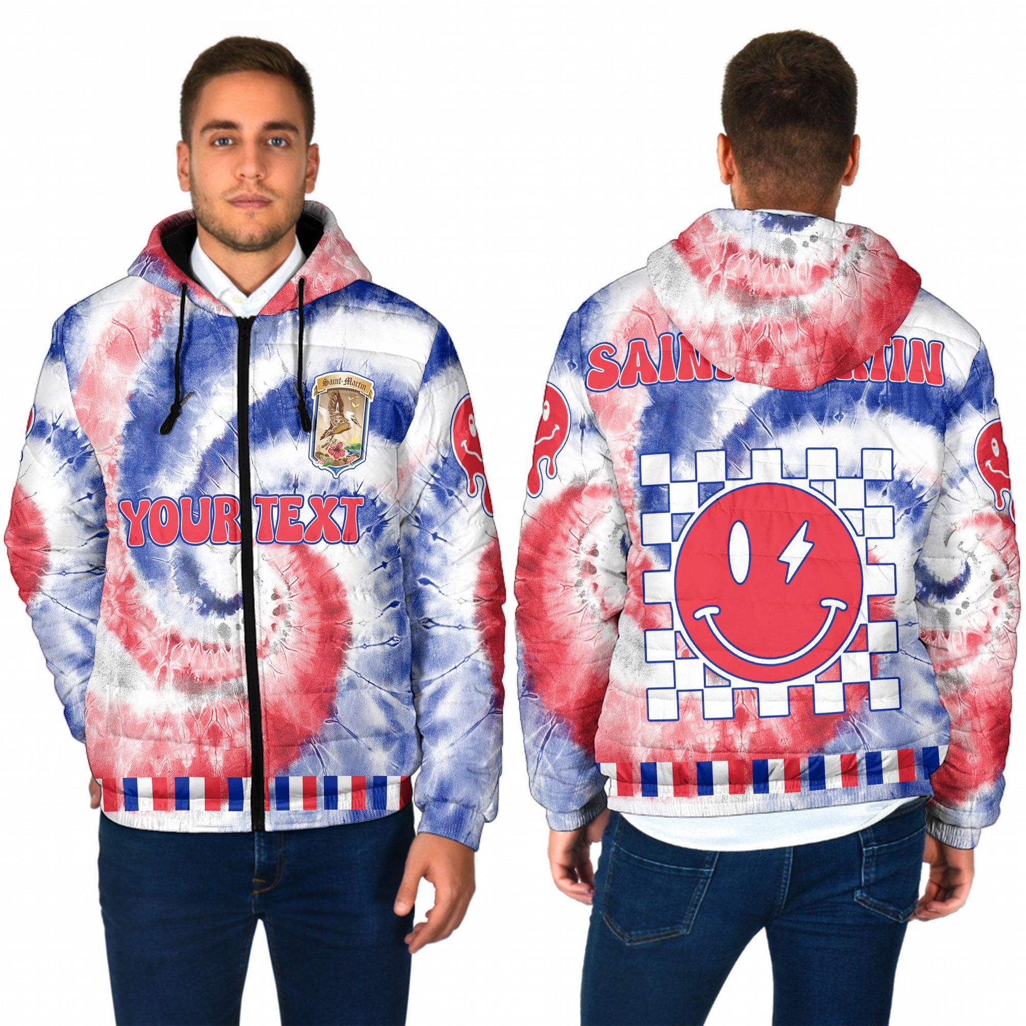 Saint Martin Men Hooded Padded Jacket Custom Tie Dye Style 1