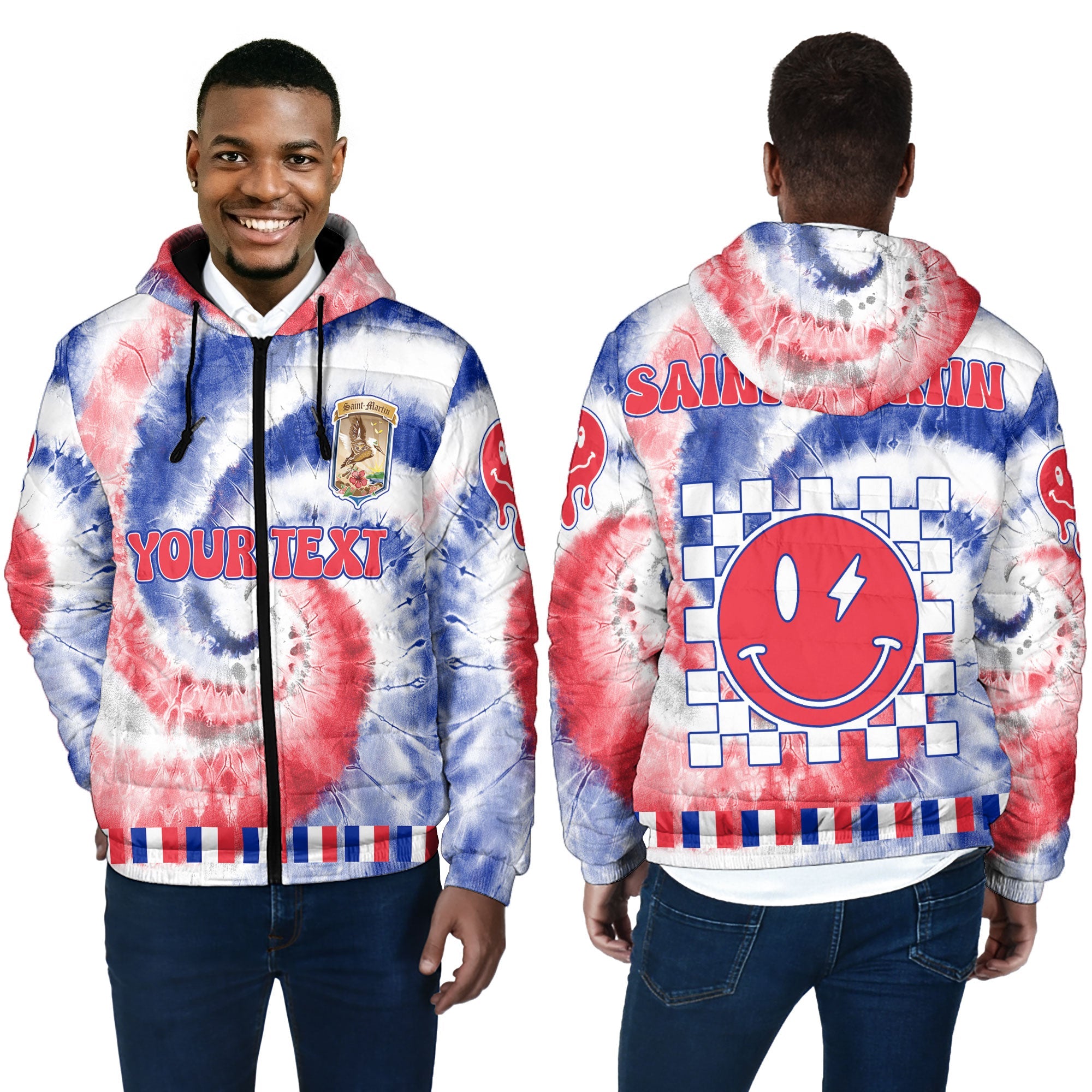 Saint Martin Men Hooded Padded Jacket Custom Tie Dye Style 4