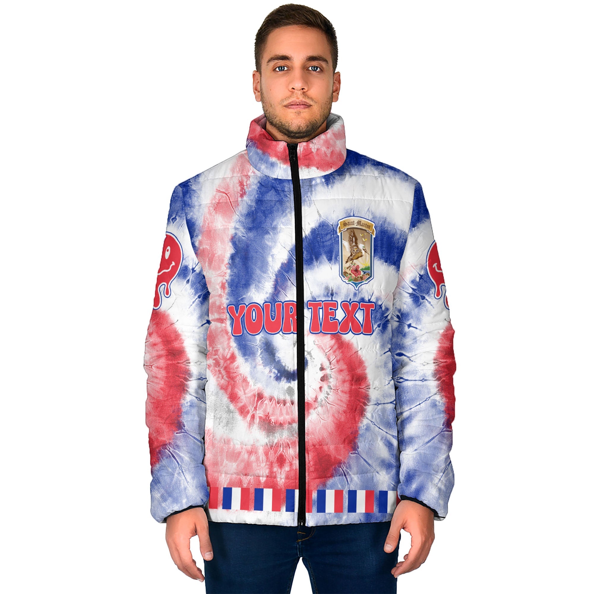 Saint Martin Men Padded Jacket Custom Tie Dye Style 1