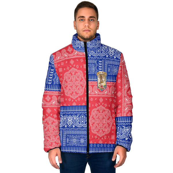 Saint Martin Men Padded Jacket Flag And Paisley Basic Style 1