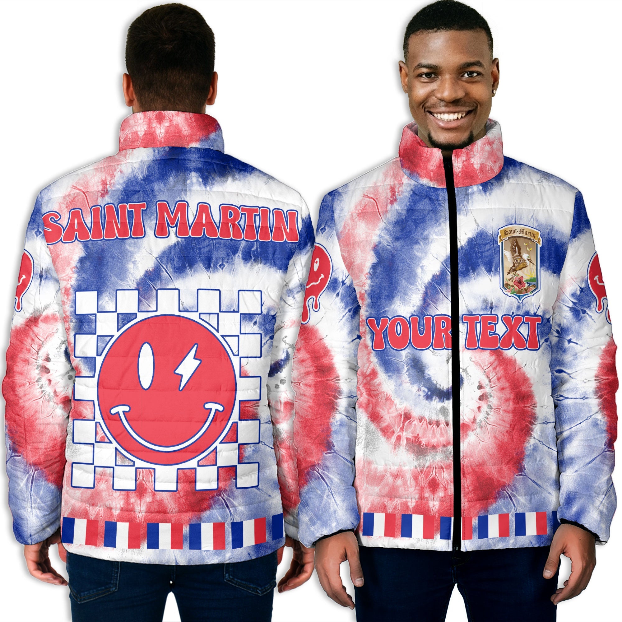 Saint Martin Men Padded Jacket Custom Tie Dye Style 3