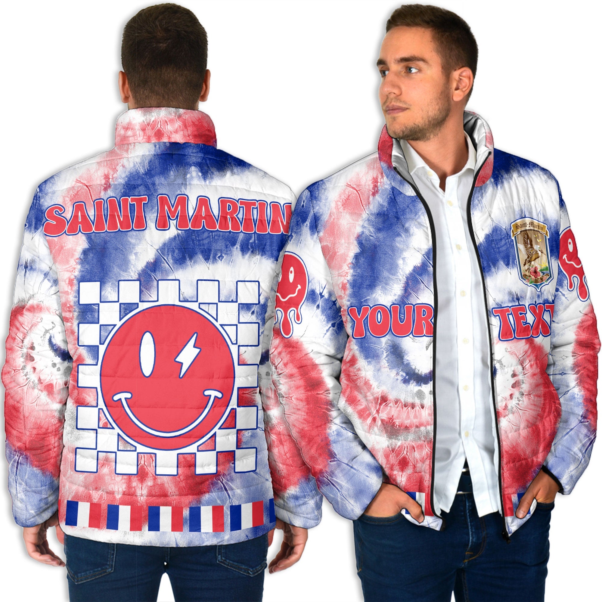 Saint Martin Men Padded Jacket Custom Tie Dye Style 4