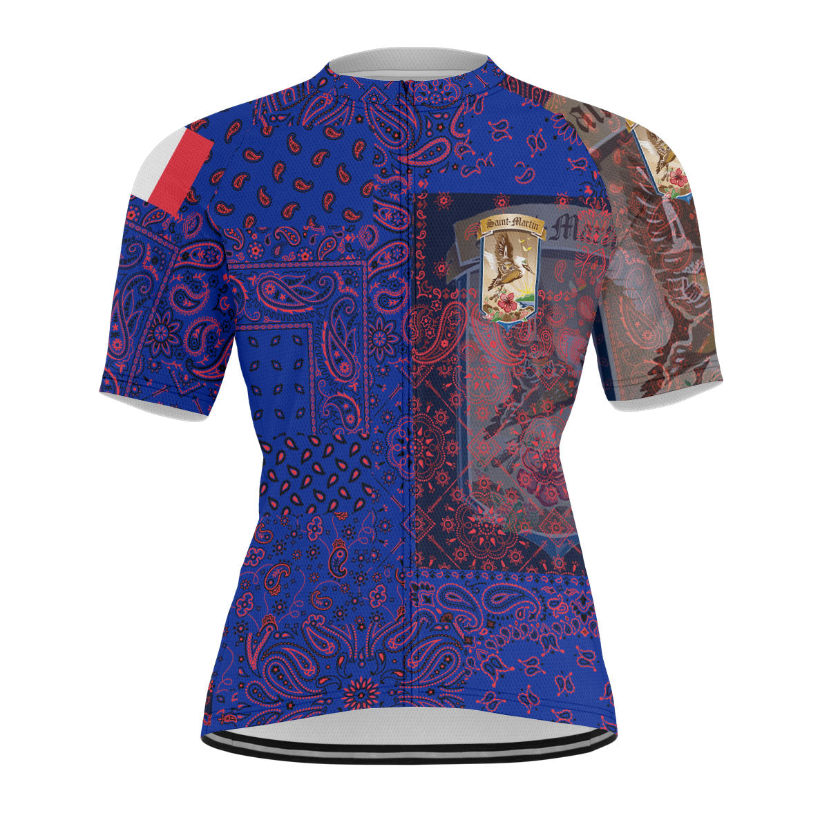 Saint Martin Men Cycling Jersey Paisley Flag And Skull Style 1