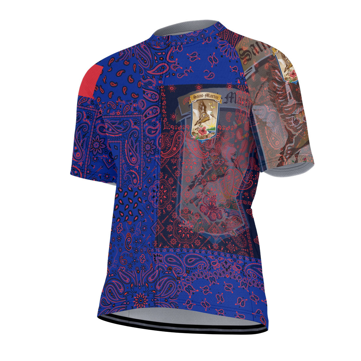 Saint Martin Men Cycling Jersey Paisley Flag And Skull Style 2