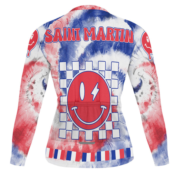 Saint Martin Raglan Men Cycling Jersey Long Sleeve Custom Tie Dye Style 1