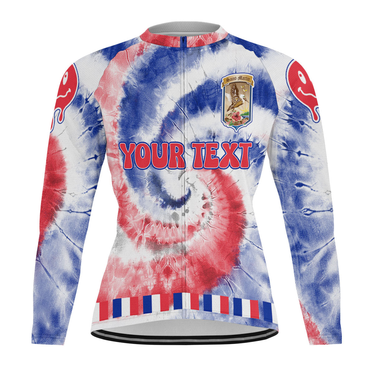 Saint Martin Raglan Men Cycling Jersey Long Sleeve Custom Tie Dye Style 2