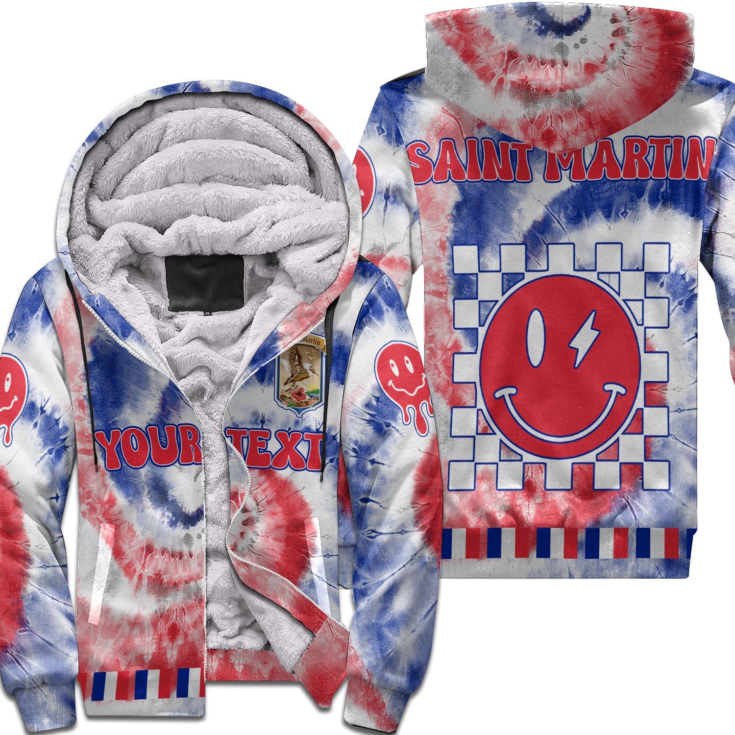 Saint Martin Sherpa Hoodie Custom Tie Dye Style 1