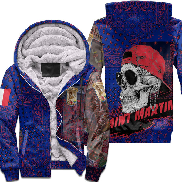 Saint Martin Sherpa Hoodie Paisley Flag And Skull Style 1