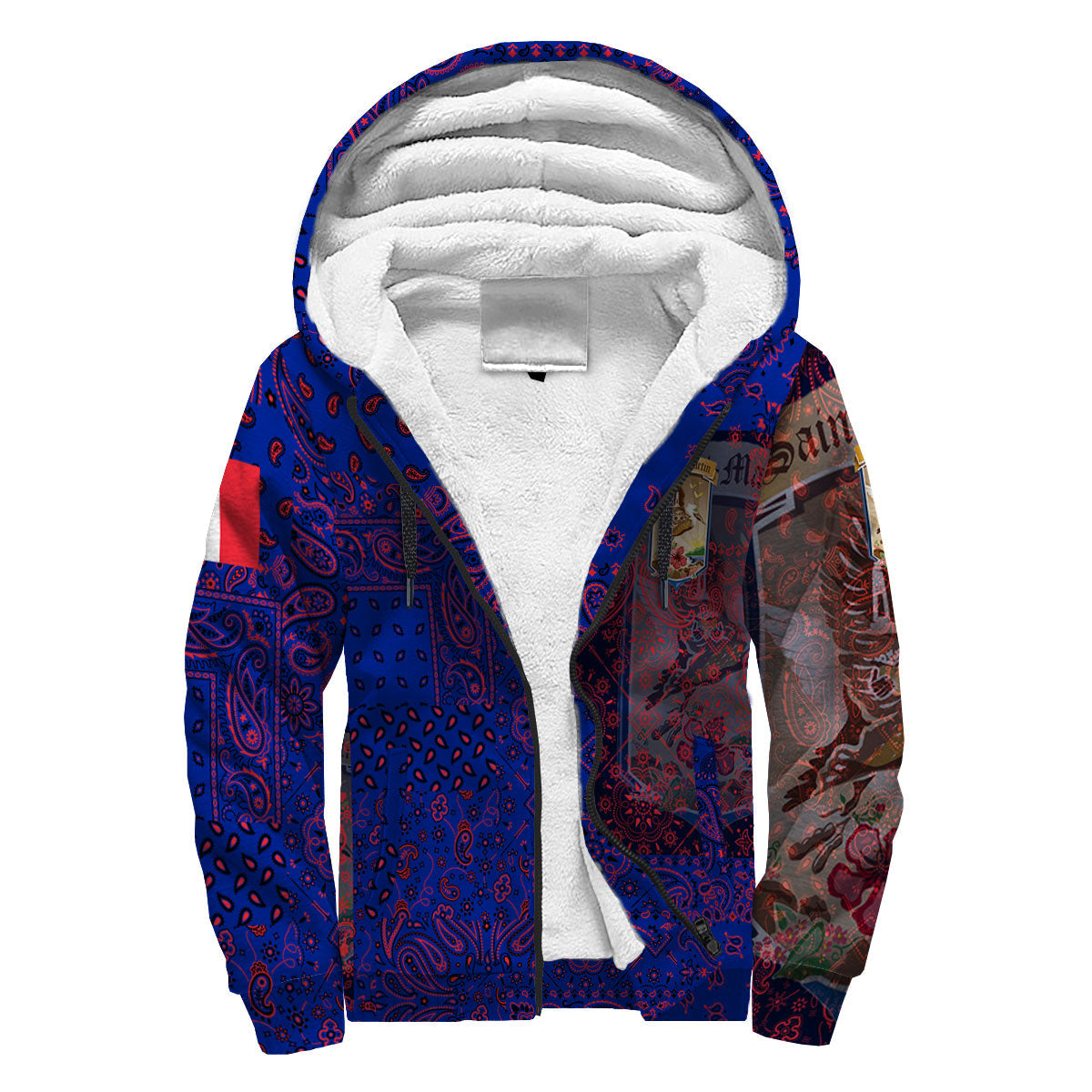 Saint Martin Sherpa Hoodie Paisley Flag And Skull Style 3