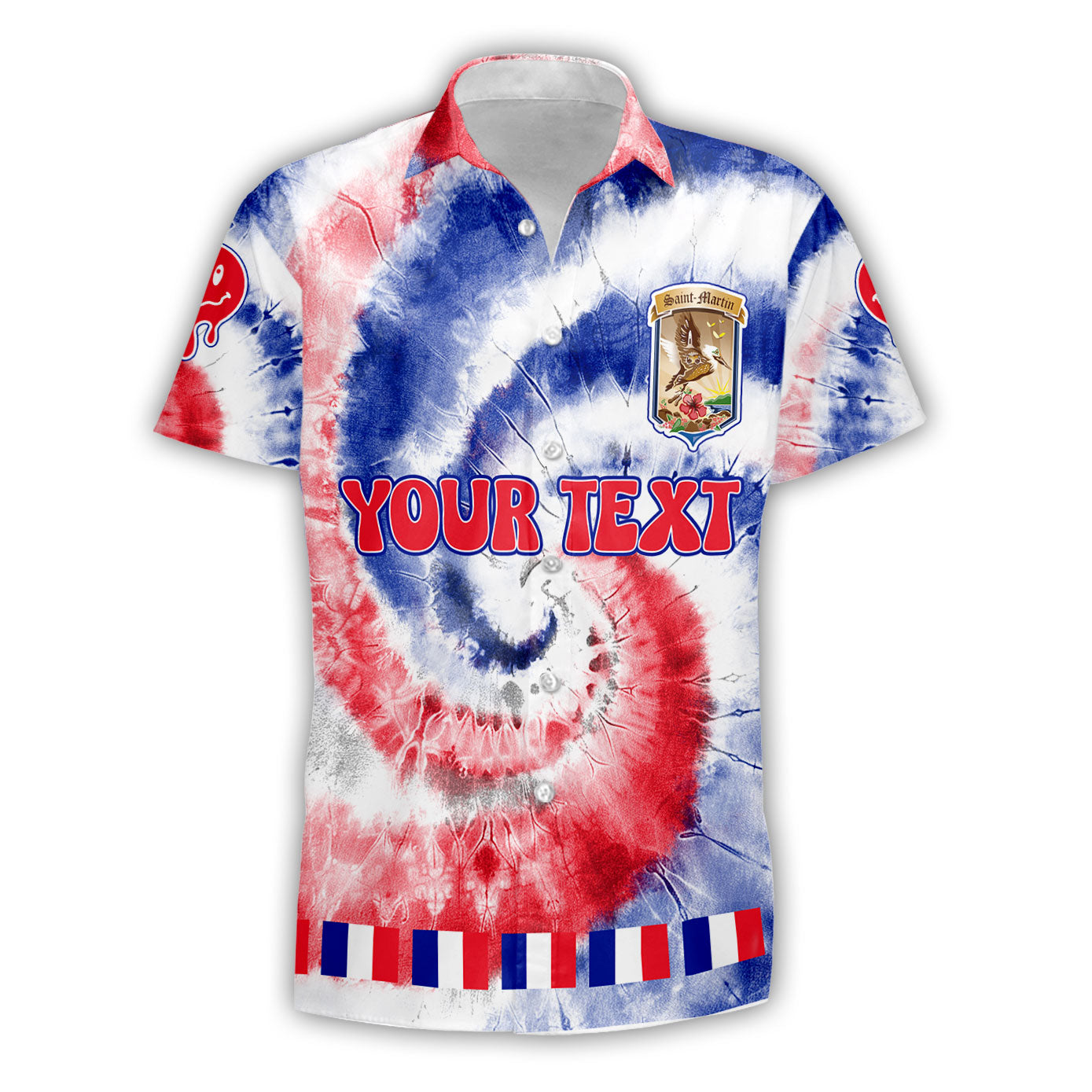 Saint Martin Short Sleeve Shirt Custom Tie Dye Style 1