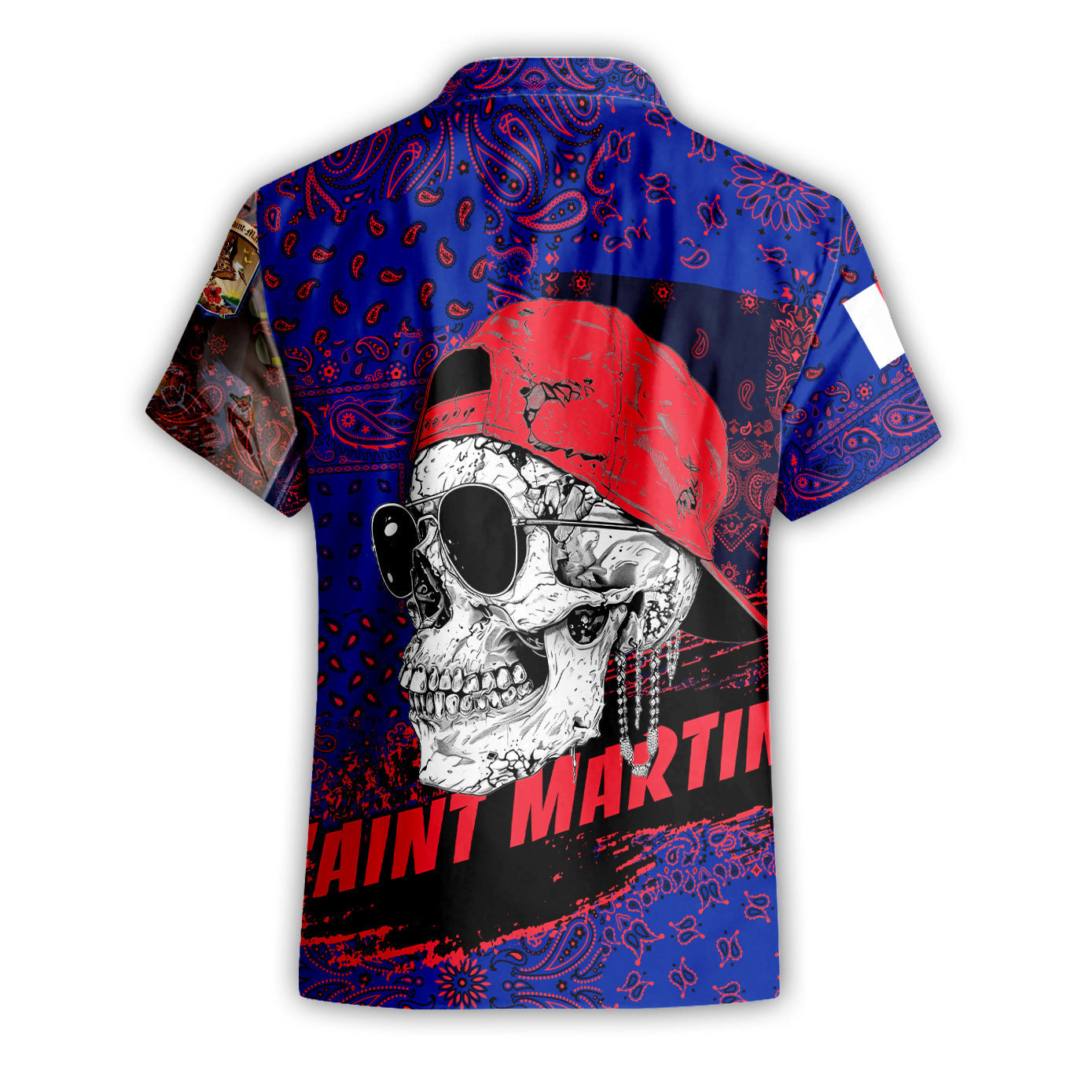 Saint Martin Short Sleeve Shirt Paisley Flag And Skull Style 2