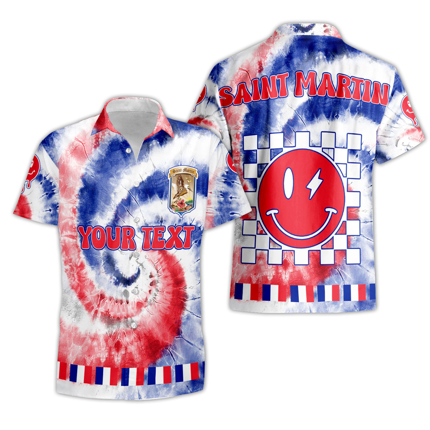 Saint Martin Short Sleeve Shirt Custom Tie Dye Style 3